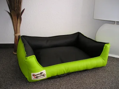 Image de Lit de luxe pour chien en similicuir, dimensions 110 x 85 cm