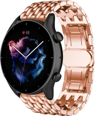 Produktbild von Strap-it Amazfit GTR 3 (Pro) Stahl-Drachenarmband (Roségold)