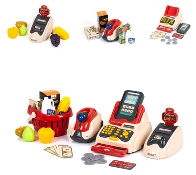 Produktbild von Chipolino Spielzeug Registrierkasse 24-teilig Scanner Kartenleser Obst Korb Geld rot