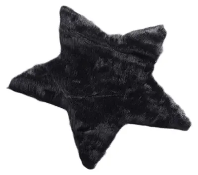 Stern-Teppich aus Plüsch, 60x60 cm, maschinenwaschbar, rutschfest, Schwarz