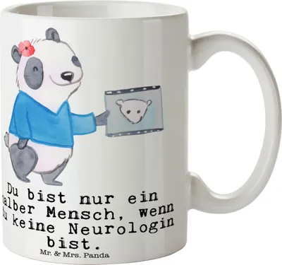 Produktbild von Mr. & Mrs. Panda Becher Neurologin Herz - Weiß - Geschenk, Mediziner, Spruch, Teetasse, Beruf, Witzig, Tasse, Lustig, schöne, Kaffeetasse, Kaffeebecher
