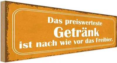 Produktbild von vianmo Holzschild 10x27 cm Bier das preiswerteste Getränk