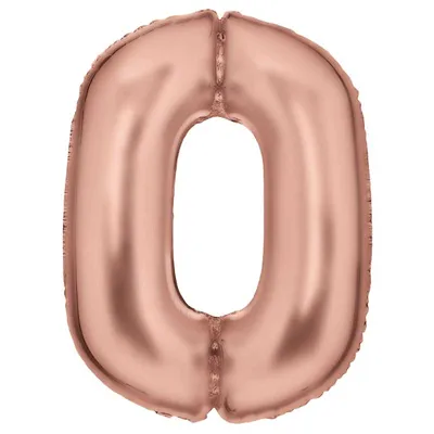 Produktbild von Folienballon mit der Zahl 0, satiniert, Roségold, 86 cm – Amscan
