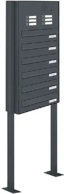 Produktbild von 6er Briefkastenanlage Standsystem Durchwurf - Klingel RAL 7016 Anthrazit