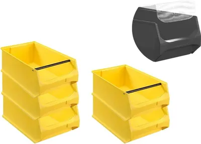 Produktbild von SparSet 5x Gelbe Sichtlagerbox 5.1 mit Griffstange & Abdeckung | HxBxT 20x30x50cm | 21,8 Liter | Sichtlagerbehälter, Sichtlagerkasten, Sichtlagerkastensortiment, Sortierbehälter