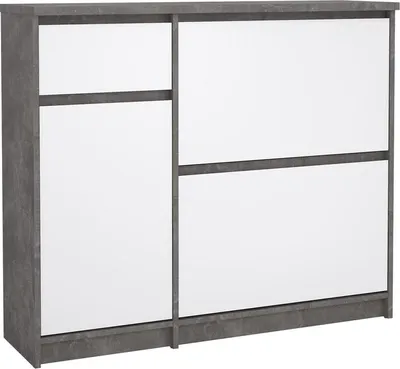 Produktbild von Naia Schuhschrank Oxid Beton Weiß Hochglanz