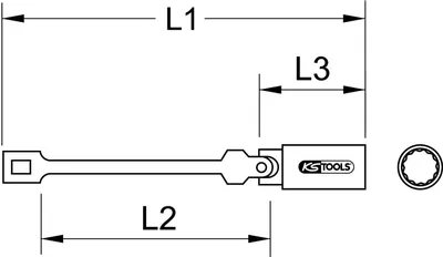 Image de KS TOOLS Douille 3/8" pour bougie d'allumage avec articulation, longue 18 mm - 517.1193