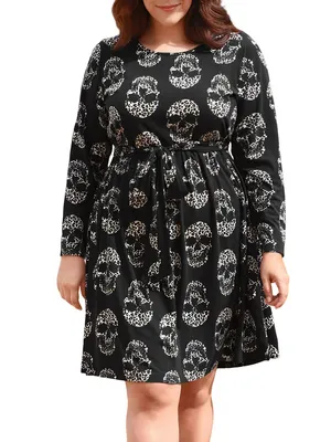 Imagen del producto de Vestido  con estampado de calavera y leopardo, talla 48