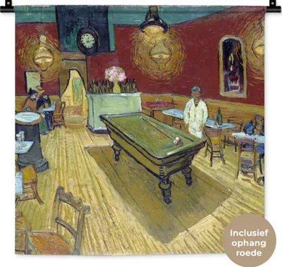 Produktbild von MuchoWow® Wandteppich Wandbehang Das Nachtcafé - Vincent van Gogh 60x60 cm Tapisserie Dekoration Wandtuch - Dekorationen - Wand Decke