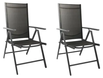 Produktbild von 2 Stück Gartenstuhl Klappstuhl Aluminium - Textilen Anthrazit / Anthrazit