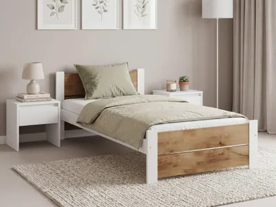 Obrázek produktu pro Postel IKAROS DOUBLE 80x200, bílá/dub artisan, lamel. rošt, bez matrace