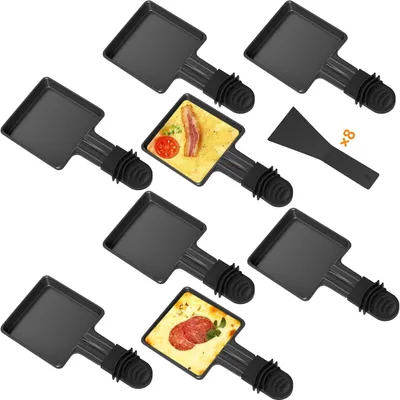 Produktbild von Elzusha – Set aus 8 Mini-Raclette-Pfännchen mit Nylon-Pfannenwendern