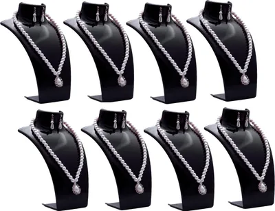 Immagine prodotto di set di 8 - Busto espositore per gioielli, porta collane, porta gioielli in plastica, porta orecchini, porta gioielli, porta catene per gioiellerie - negozi, espositori - nero