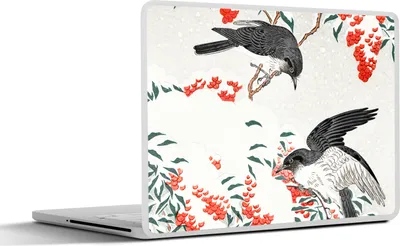 Produktbild von MuchoWow® Laptop Aufkleber Sticker Cover Beere - Vögel - Japan - Schwalbe 30x21 cm - Sticker für Laptop - Selbstklebend