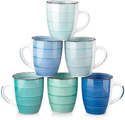 Image de Tasses à café en grès, lot de 6, 350 ml, avec anse