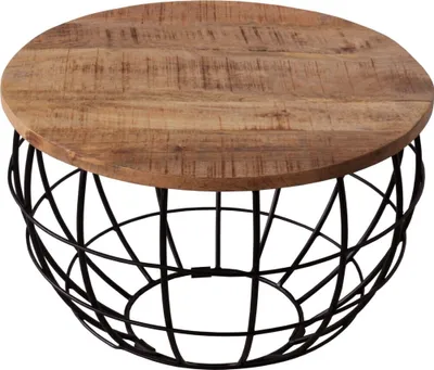 Produktbild von Soma Couchtisch ø 55 cm Wohnzimmer-Tisch rund Beistelltisch London Metall Drahtgestell Gitter massiv (BxHxL) 55 x 37 x 55 tabacco