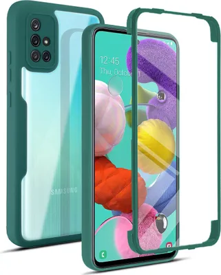Obrázek produktu pro Samsung Galaxy A51 4G Ochranné pouzdro, vestavěný chránič displeje 360° plná ochrana pouzdra na mobilní telefon pro Samsung A51 4G Green
