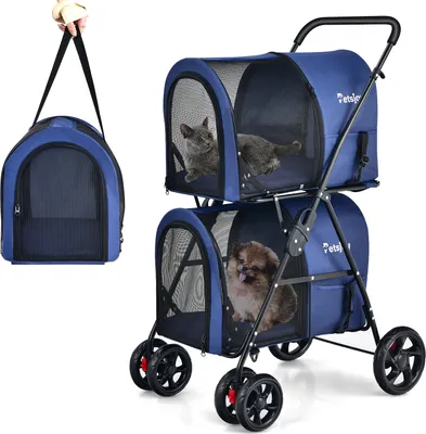 Produktbild von COSTWAY 2-patrový vozík pro psy do 16 kg pro 2 malé psy kočky