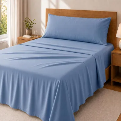 Imagen del producto de Juego de ropa de cama de 3 piezas: sábana encimera, sábana bajera y funda de almohada. Fabricado en microfibra de poliéster de alta calidad. Para cama de 90 cm