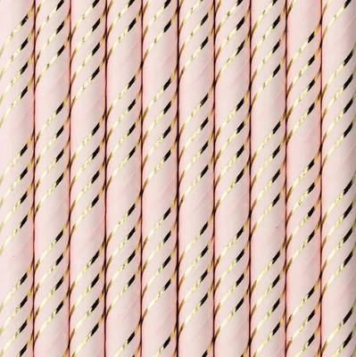 Immagine prodotto di Cannucce da cocktail 10 pezzi color rosa-oro 19,5 cm - taglia unica