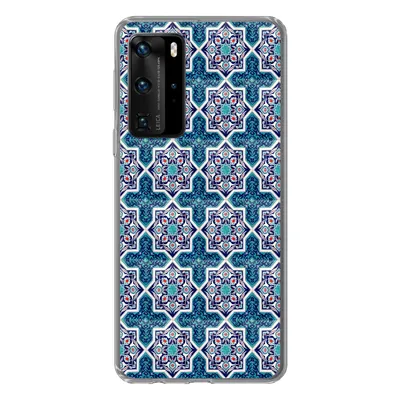 Produktbild von MuchoWow® Handyhülle Schutzhülle Hülle für Huawei P40 Pro Ein marokkanisches Mosaikfliesenmuster, bei dem hauptsächlich die Farbe Blau verwendet wird Silikon Softcase Handy Hülle - Schutz
