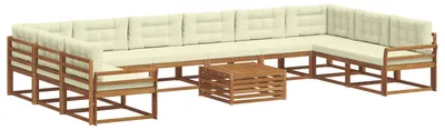 Produktbild von vidaXL Outdoor-Sofagarnitur mit Kissen 11 pcs Natur und Creme