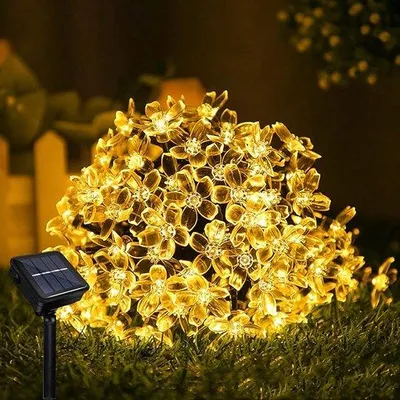 Immagine prodotto di Illuminazione solare impermeabile: catene di faretti LED da 23 piedi con 8 modalità per esterni, ideali per matrimoni, feste di Natale e decorazioni festive