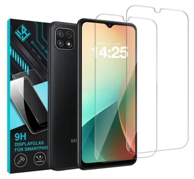 A product shot featuring a smartphone and two screen protectors, with packaging in the background.
