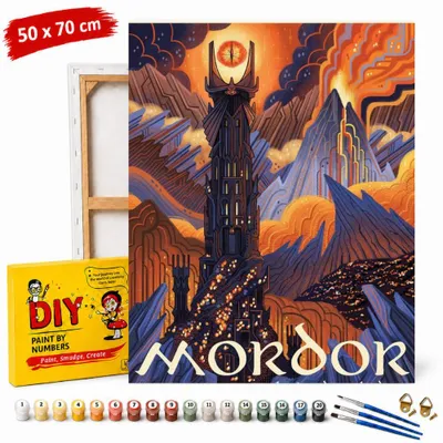 Image de Tableau à peindre par numéros avec cadre « Mordor », 50 x 70 cm
