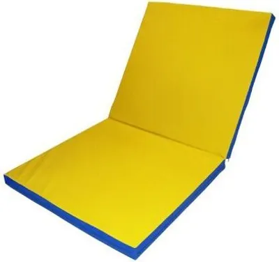 Image de Tapis d'entraînement Matelas de gymnastique Tapis de gymnastique 200x100x8 en deux parties bleu/jaune