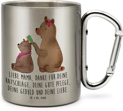 Produktbild von Mr. & Mrs. Panda Thermobecher Bär Kind - Transparent - Geschenk, Edelstahlbecher, Muttertag, Mama, Bären, Edelstahl Trinkbecher, thermotasse, Mutter, Teetasse