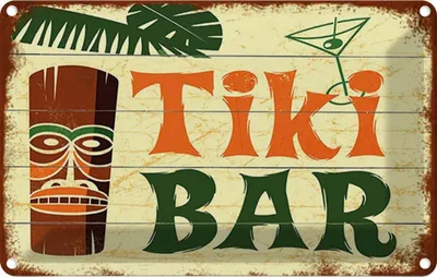 Produktbild von vianmo Blechschild 12x18 cm TIKI Bar Cocktail