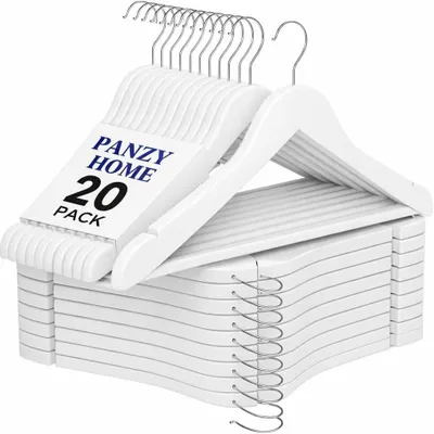 Productafbeelding van Omgoods - Set van 20 Houten Kledinghangers met Broekstang