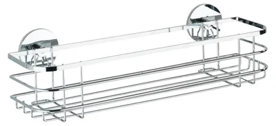 Image de WENKO Maxi étagère en acier inox Etagère de salle de bain Corbeille sans percer Rangement WC douche