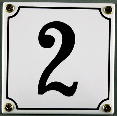 Produktbild von Hausnummernschild 2 weiß 12x12 cm  Schild Emaille Hausnummer Haus Nummer Zahl Ziffer