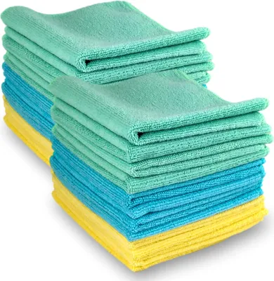 Produktbild von ELEXACLEAN Mikrofasertücher Auto Bad Küche (24 St, 30x30cm, blau gelb grün) Mehrfarbige Universal Putztücher für Haushalt und Kfz Fenster Lack Bad Motorrad