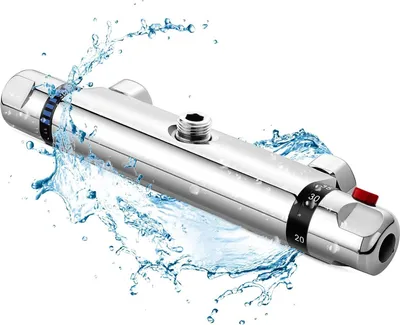 Produktbild von Thermostatische Duscharmatur, 59-mm-Thermostat-Badewannenarmatur aus Messing, Sicherheitsschutz mit 38°C-Verbrühungsschutzknopf, Badewannenarmatur mit präziser Einstellung von Wassertemperatur und -menge