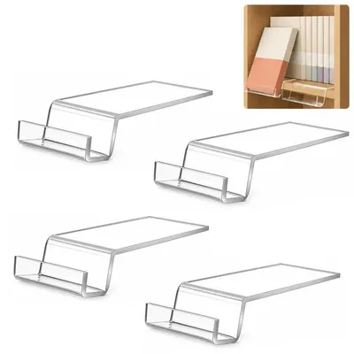 Produktbild von Buchständer Acryl 4er Set, transparenter Buchaufsteller L-förmig, stabiler Präsentationsständer für Bücher, Comics, Zeitschriften und Kunst