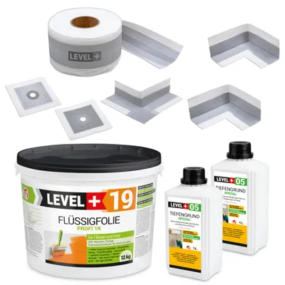 Produktbild von Dichtset Innen Außen Abdichtung-Set SET522 Flüssigfolie 12kg Auf Holz Fliesen OSB Wasserdicht Dichtband 120/70mm Ausdehnbar