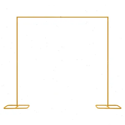 Zdjęcie produktu dla Stojak na łuk ślubny – rama żelazna – 2 x 2,1 m – rura okrągła 22 mm – podstawa 50 x 27 cm – maks. obciążenie 5 kg – złoty