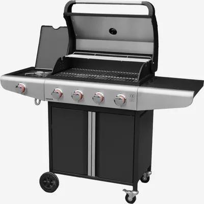 Immagine prodotto di Barbecue a gas a 4 bruciatori con fuoco laterale, Nero