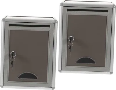 Zdjęcie produktu dla Dwie skrzynki pocztowe na zewnątrz z zamkiem – odporne na warunki atmosferyczne metalowe skrzynki na datki