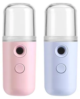 Produktbild von 2 Stš¹ck Nano Gesichtsdampfer£ºTragbar Mini Gesicht Nebeldampfer Hand Gesichtsdampfer mit USB-Ladefunktion - Feuchtigkeitsspendend fš¹r Hautpflege, Wimpernverl?ngerung, Make-up£šBlau+Rosa£©