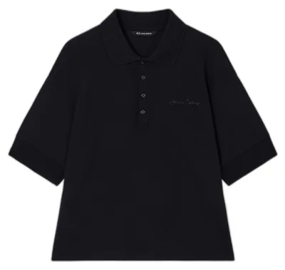 Productafbeelding van Armani Exchange Essential damespoloshirt, met geborduurd logo, losvallende pasvorm, kleur: [kleur]