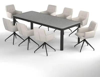 Produktbild von home24 Gartenessgruppe - 9-teilig - Stahl / Polyester