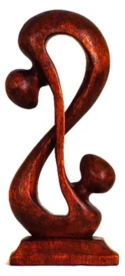 Productafbeelding van Houten figuur, abstracte sculptuur, houten figuur, statuut, Afrika, Azië, handgemaakt, decoratie, verbonden, 20 cm