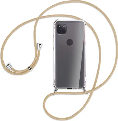 Produktbild von Handykette Backcover-Schutzhülle mit Band (Metall silberfarben) für Motorola Moto G 5G - caramel