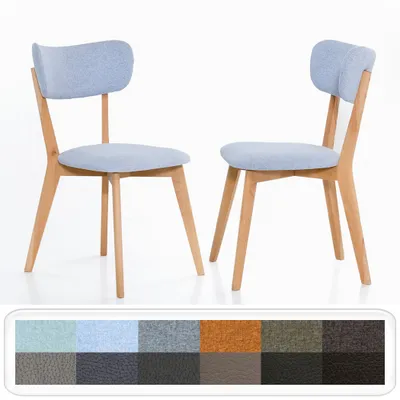 Produktbild von Holzstuhl Norina 12 Polsterstuhl Varianten Esszimmerstuhl Küchenstuhl, Holzart:Eiche bianco geölt, Bezugstoff:Masada hellblau
