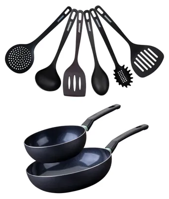 Image de Set de 2 woks de 20 et 28 cm et 6 ustensiles Fackelmann Brandao