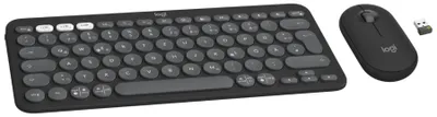Zdjęcie produktu dla Logitech Pebble 2 Combo, Bezprzewodowy, RF Wireless + Bluetooth, Przełącznik nożycowy, QWERTZ, Grafitowy, Dołączona myszka